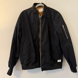 Five Four Los Angeles Canvas Ripstop Bomber Jacket-Quilt Insulated-Blk-Sz Medium